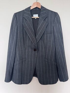 Vintage Armani Collezioni 2005 Grey Pinstripe Virgin Wool Blazer Size 40 / US 4